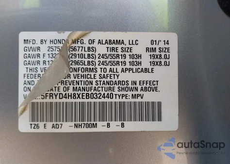 2014 Acura Mdx Advance Pkg W/Entertainment Pkg z USA, uszkodzony, nr VIN 5FRYD4H8XEB032440